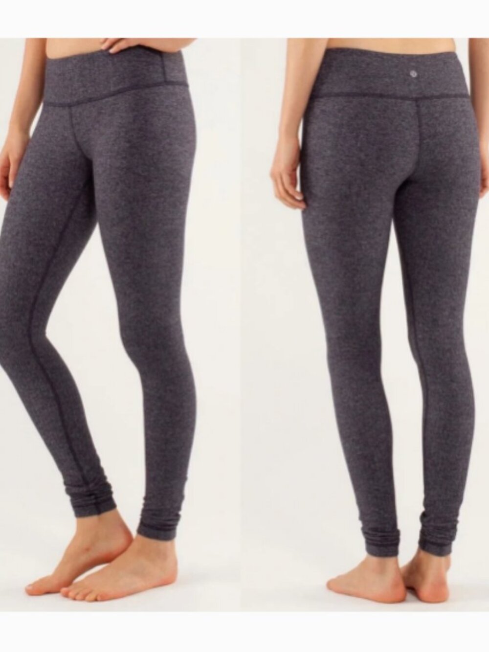 LULULEMON Wunder Under Leggings 6 Herringbone Black 30" Inseam Knit Stretch Pant